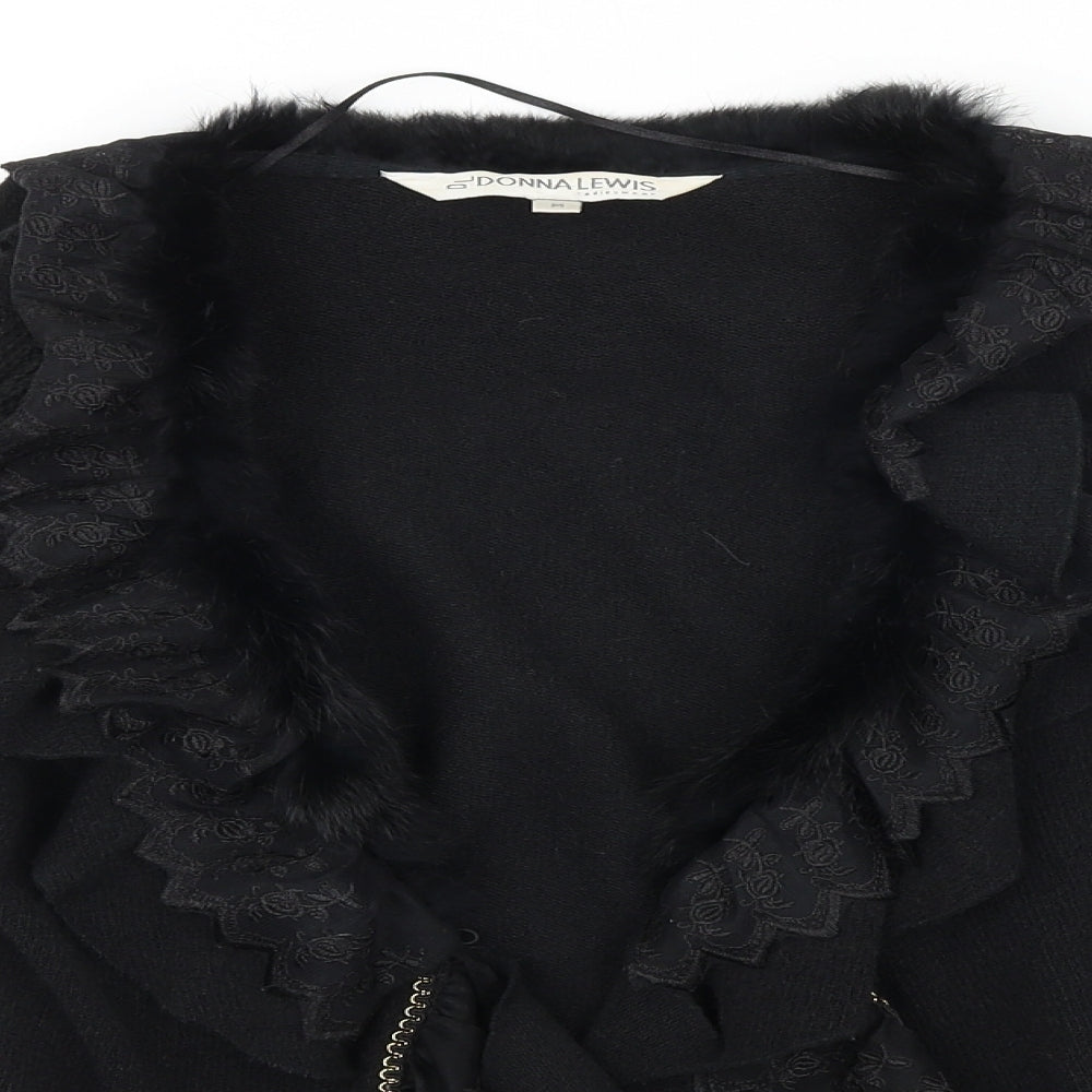 Donna Lewis Womens Black V-Neck Cotton Cardigan Jumper Size M