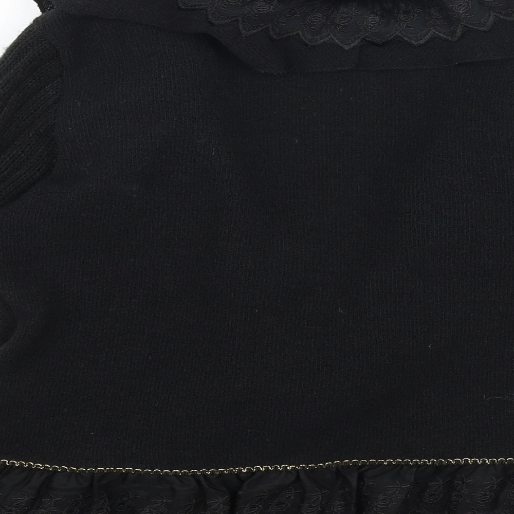 Donna Lewis Womens Black V-Neck Cotton Cardigan Jumper Size M