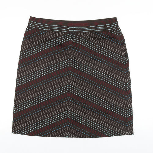 NEXT Womens Brown Striped Cotton Straight & Pencil Skirt Size 16 Tie