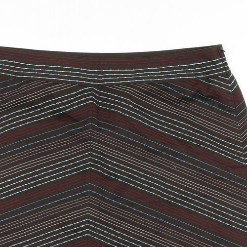 NEXT Womens Brown Striped Cotton Straight & Pencil Skirt Size 16 Tie
