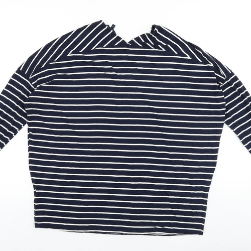 NEXT Womens Blue Striped Viscose Basic T-Shirt Size 10 V-Neck