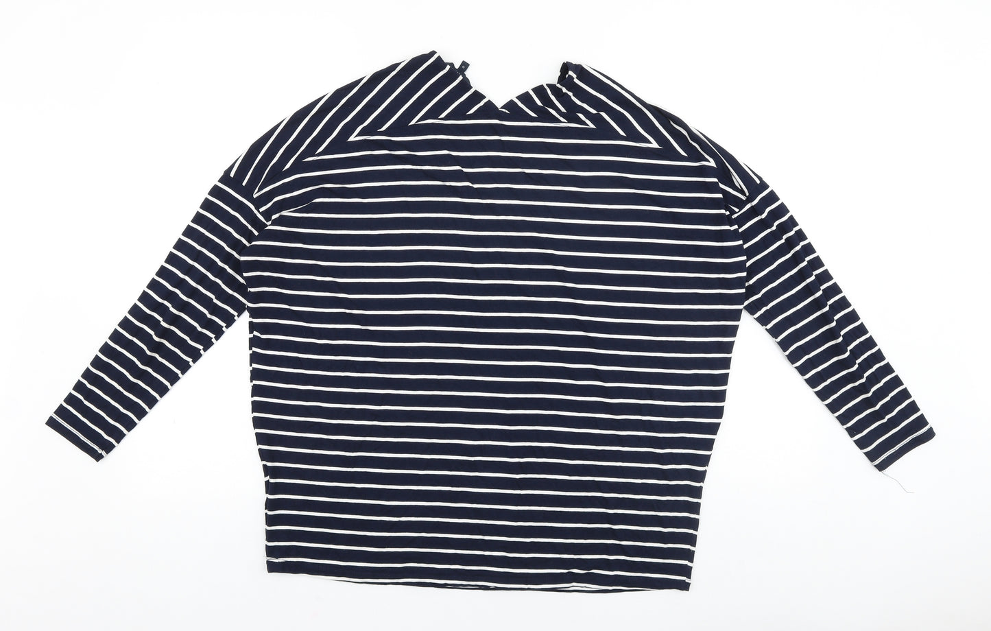 NEXT Womens Blue Striped Viscose Basic T-Shirt Size 10 V-Neck