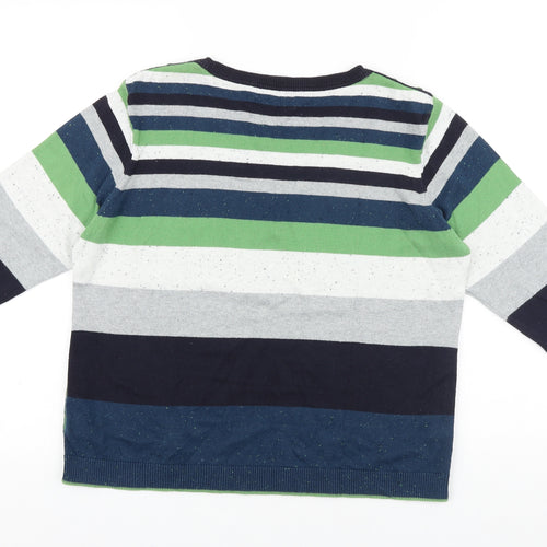 Marks and Spencer Womens Multicoloured Scoop Neck Striped 100% Cotton Pullover Jumper Size 14