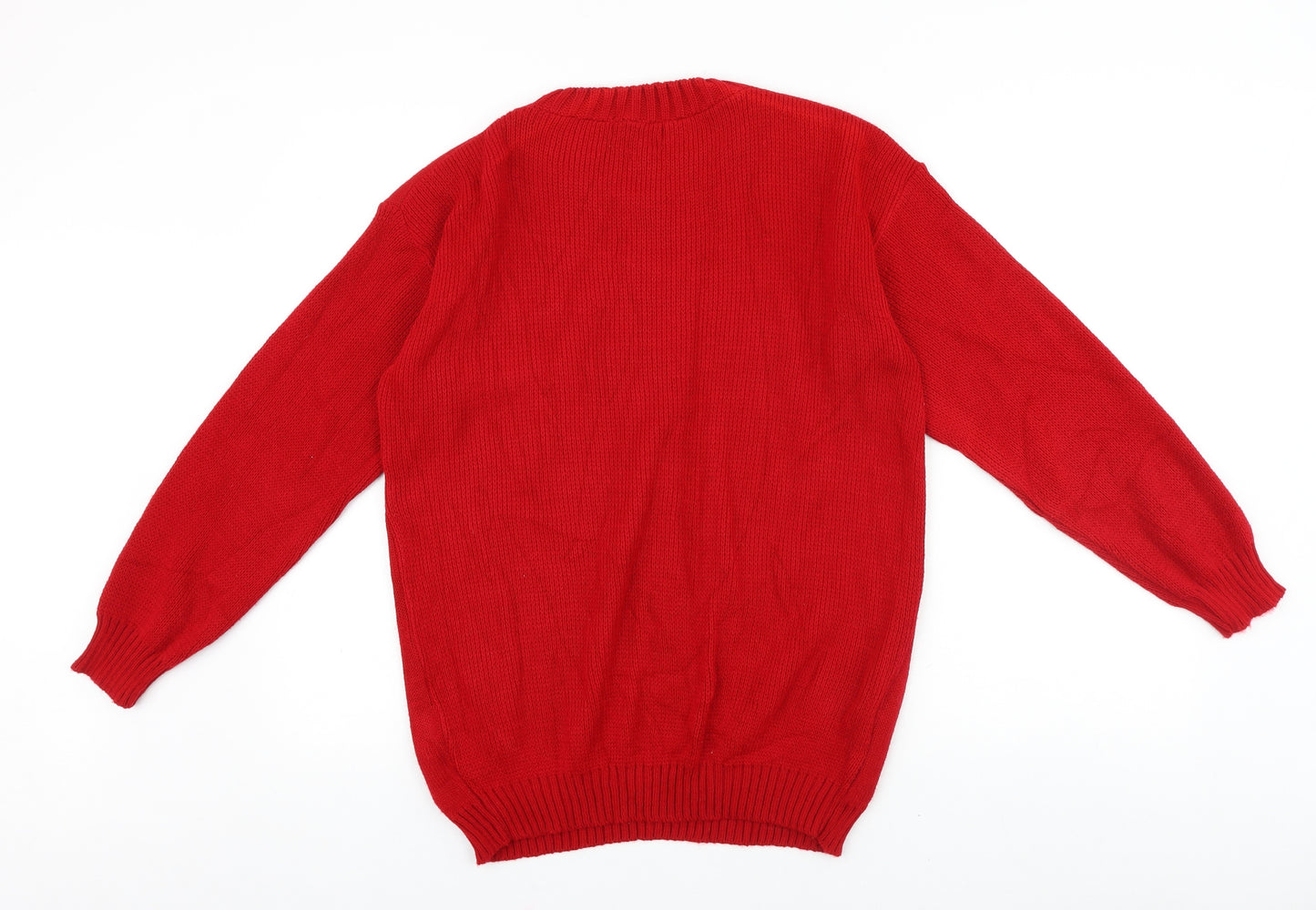 Whisper Mens Red Round Neck Acrylic Pullover Jumper Size M - Christmas Elf #Elfie