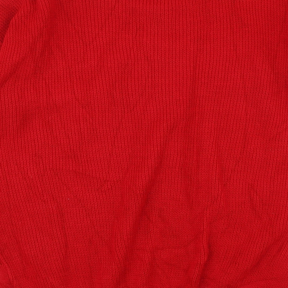 Whisper Mens Red Round Neck Acrylic Pullover Jumper Size M - Christmas Elf #Elfie