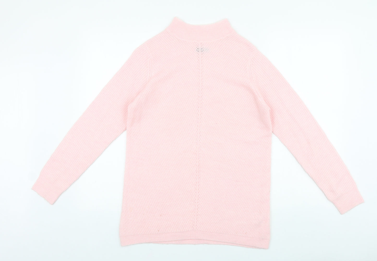 M&Co Womens Pink Mock Neck Acrylic Pullover Jumper Size 10