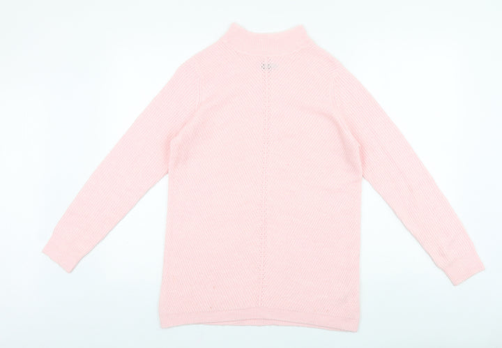 M&Co Womens Pink Mock Neck Acrylic Pullover Jumper Size 10
