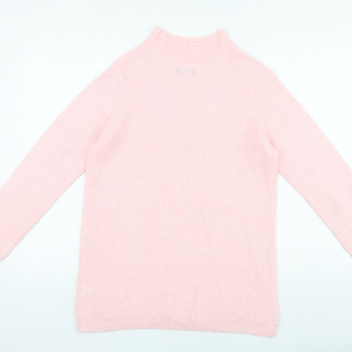 M&Co Womens Pink Mock Neck Acrylic Pullover Jumper Size 10