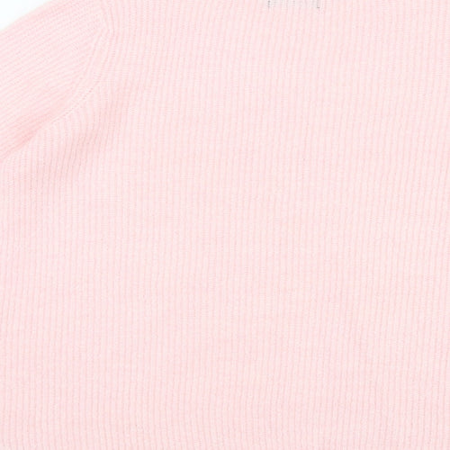 M&Co Womens Pink Mock Neck Acrylic Pullover Jumper Size 10