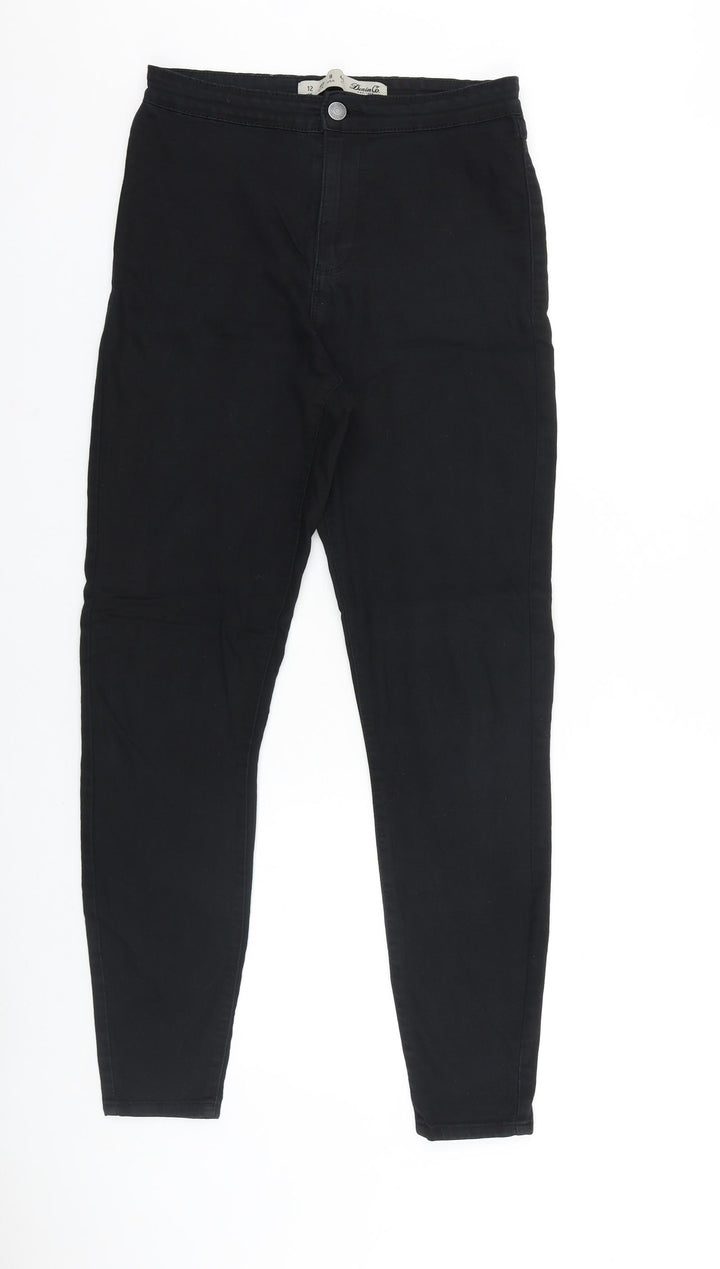 Denim & Co. Womens Black Cotton Skinny Jeans Size 12 L28 in Regular Zip