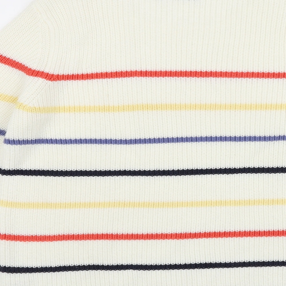 F&F Womens Ivory Scoop Neck Striped Acrylic Pullover Jumper Size 12