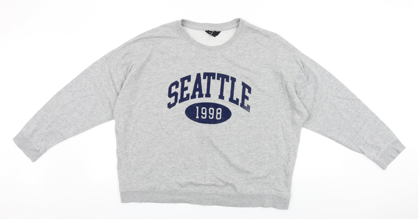 New Look Womens Grey Cotton Pullover Sweatshirt Size L Pullover - Seattle