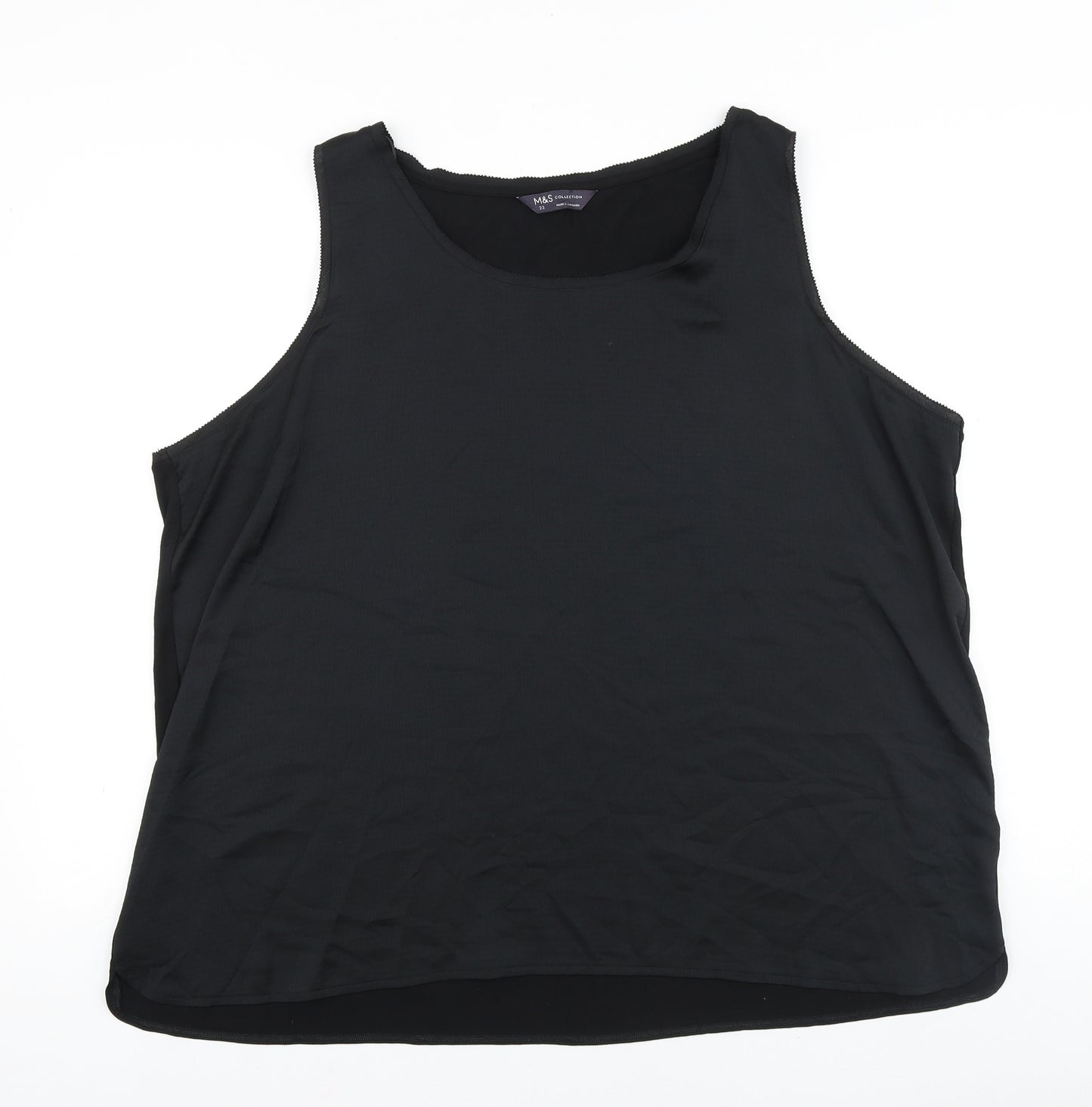 Marks and Spencer Womens Black Viscose Basic Tank Size 22 Round Neck