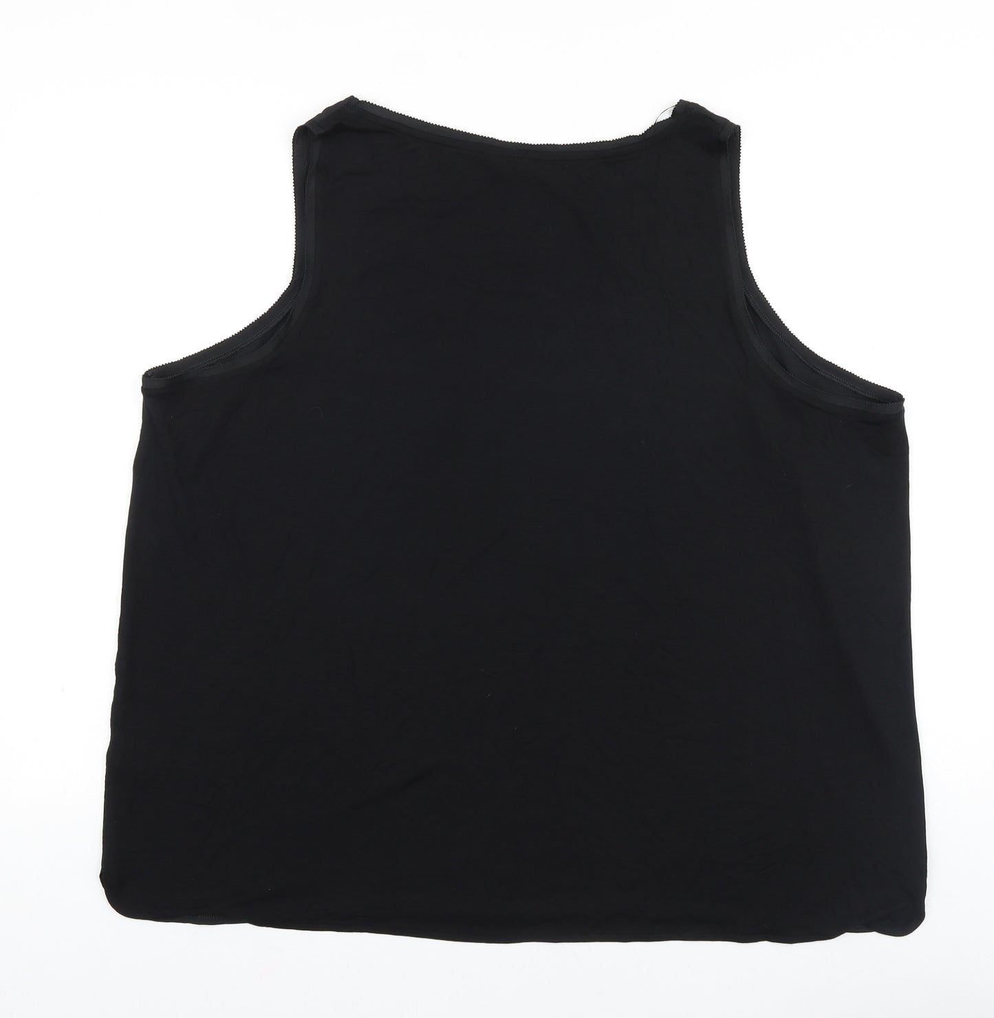 Marks and Spencer Womens Black Viscose Basic Tank Size 22 Round Neck