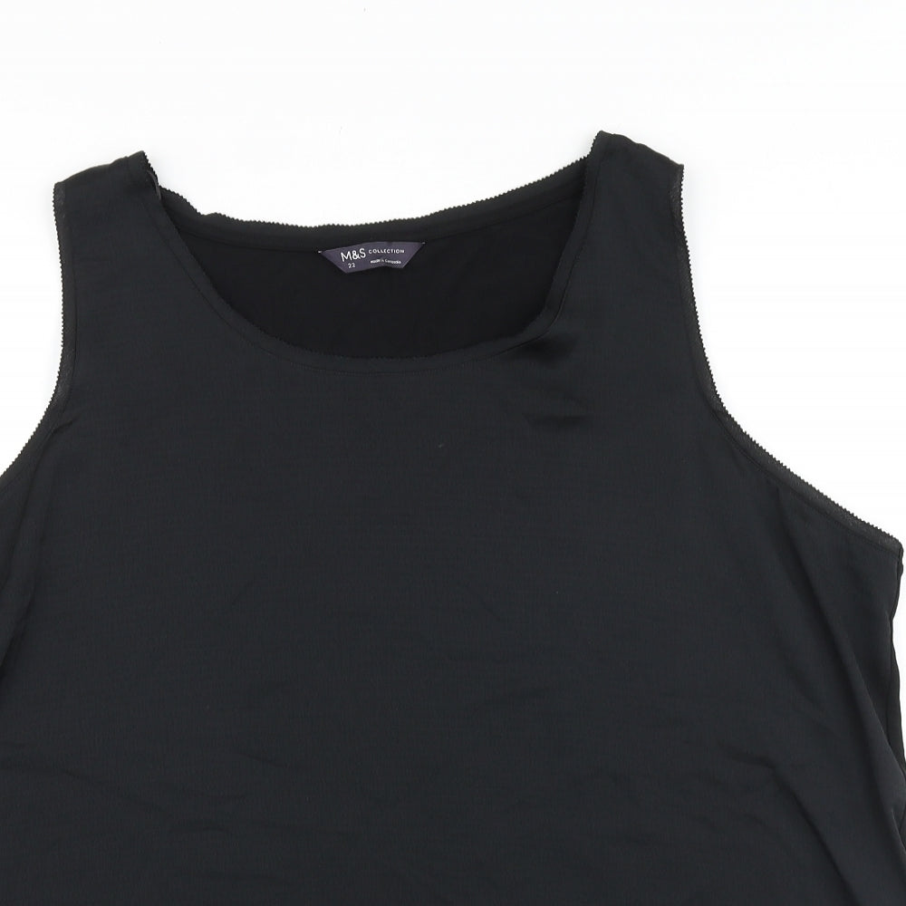 Marks and Spencer Womens Black Viscose Basic Tank Size 22 Round Neck