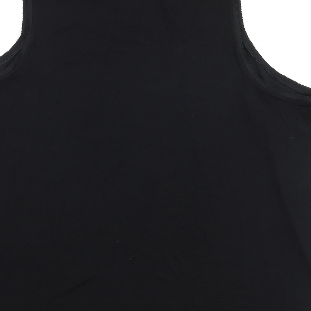 Marks and Spencer Womens Black Viscose Basic Tank Size 22 Round Neck