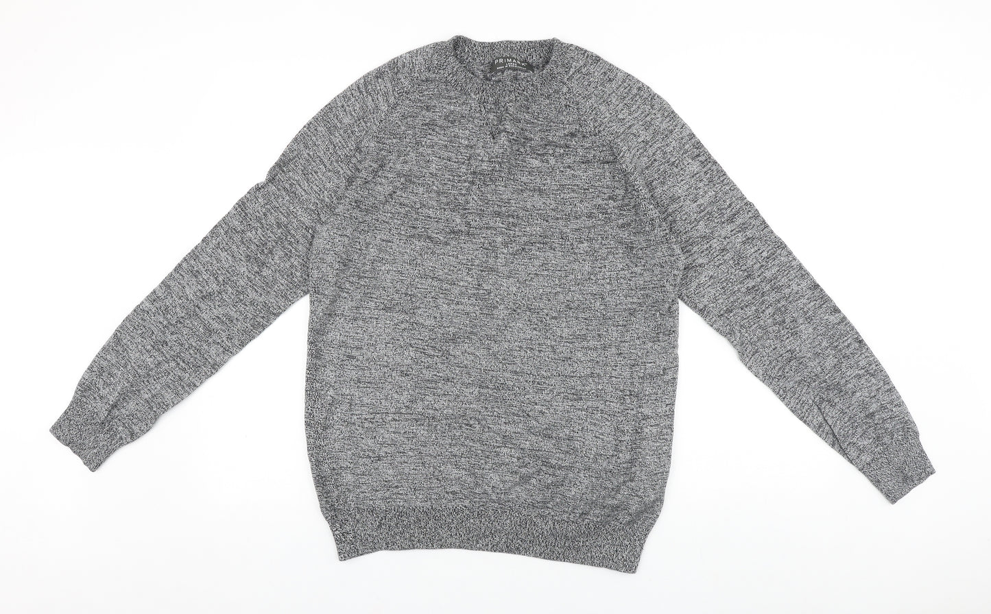Primark Mens Grey Round Neck Acrylic Pullover Jumper Size L