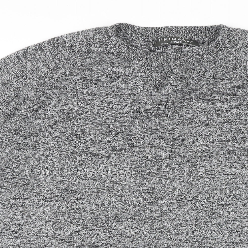 Primark Mens Grey Round Neck Acrylic Pullover Jumper Size L