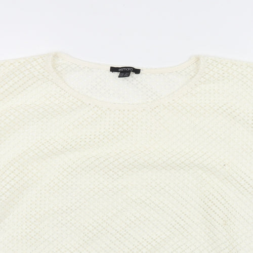 ESMARA Womens Ivory Geometric Polyester Cropped T-Shirt Size XL Round Neck