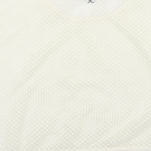 ESMARA Womens Ivory Geometric Polyester Cropped T-Shirt Size XL Round Neck
