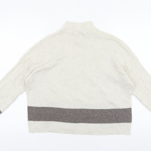 Jaqueline De Yong Womens Beige Mock Neck Acrylic Pullover Jumper Size M