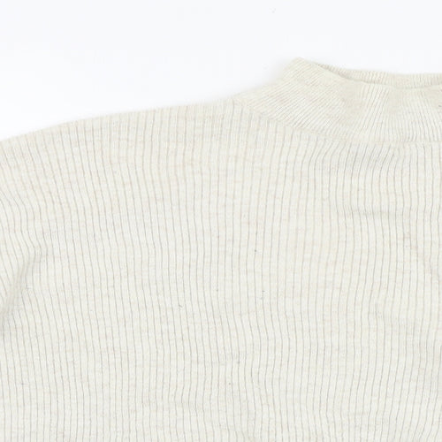 Jaqueline De Yong Womens Beige Mock Neck Acrylic Pullover Jumper Size M