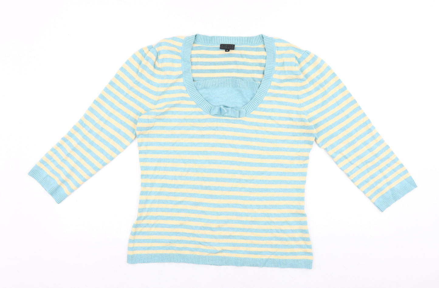 HIJKLM Womens Blue Striped Viscose Basic T-Shirt Size M Scoop Neck