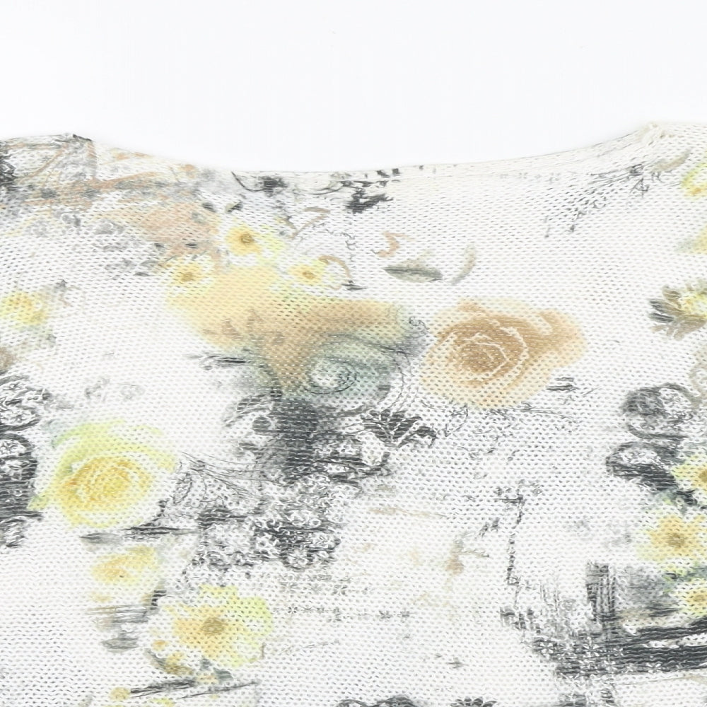 Luisa Ricci Womens White Boat Neck Floral Polyester Pullover Jumper Size S - Batwing