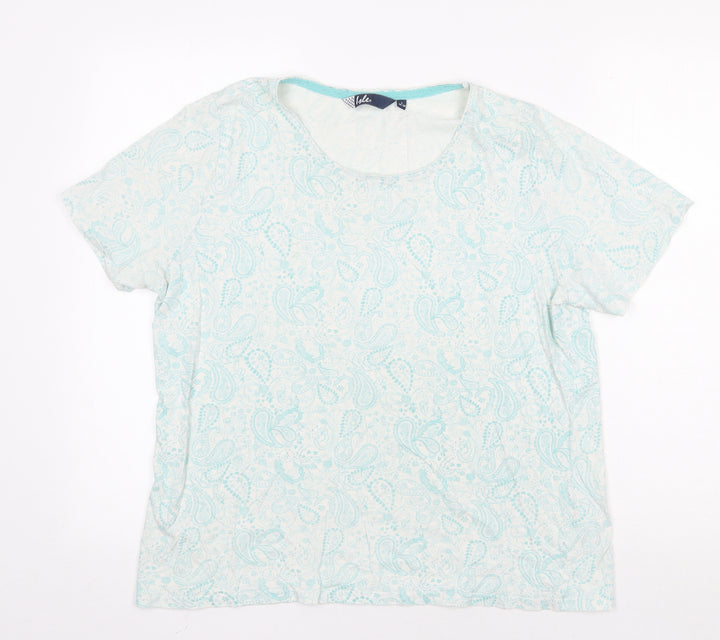 Isle Womens Green Paisley 100% Cotton Basic T-Shirt Size L Round Neck