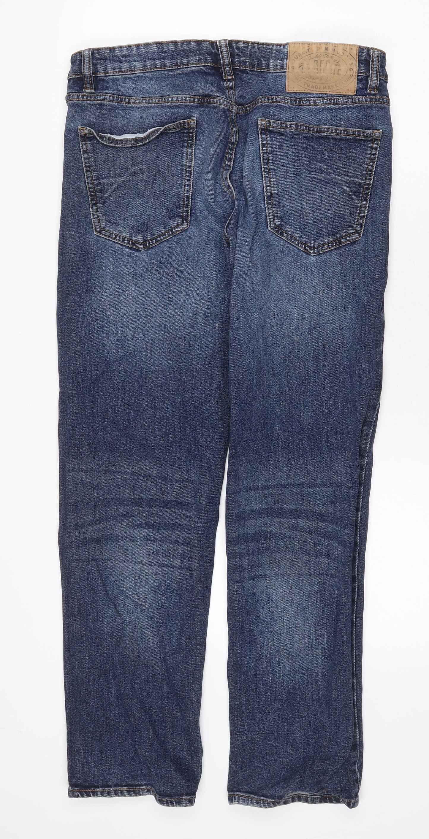 Red Herring Mens Blue Cotton Straight Jeans Size 32 in Regular Zip