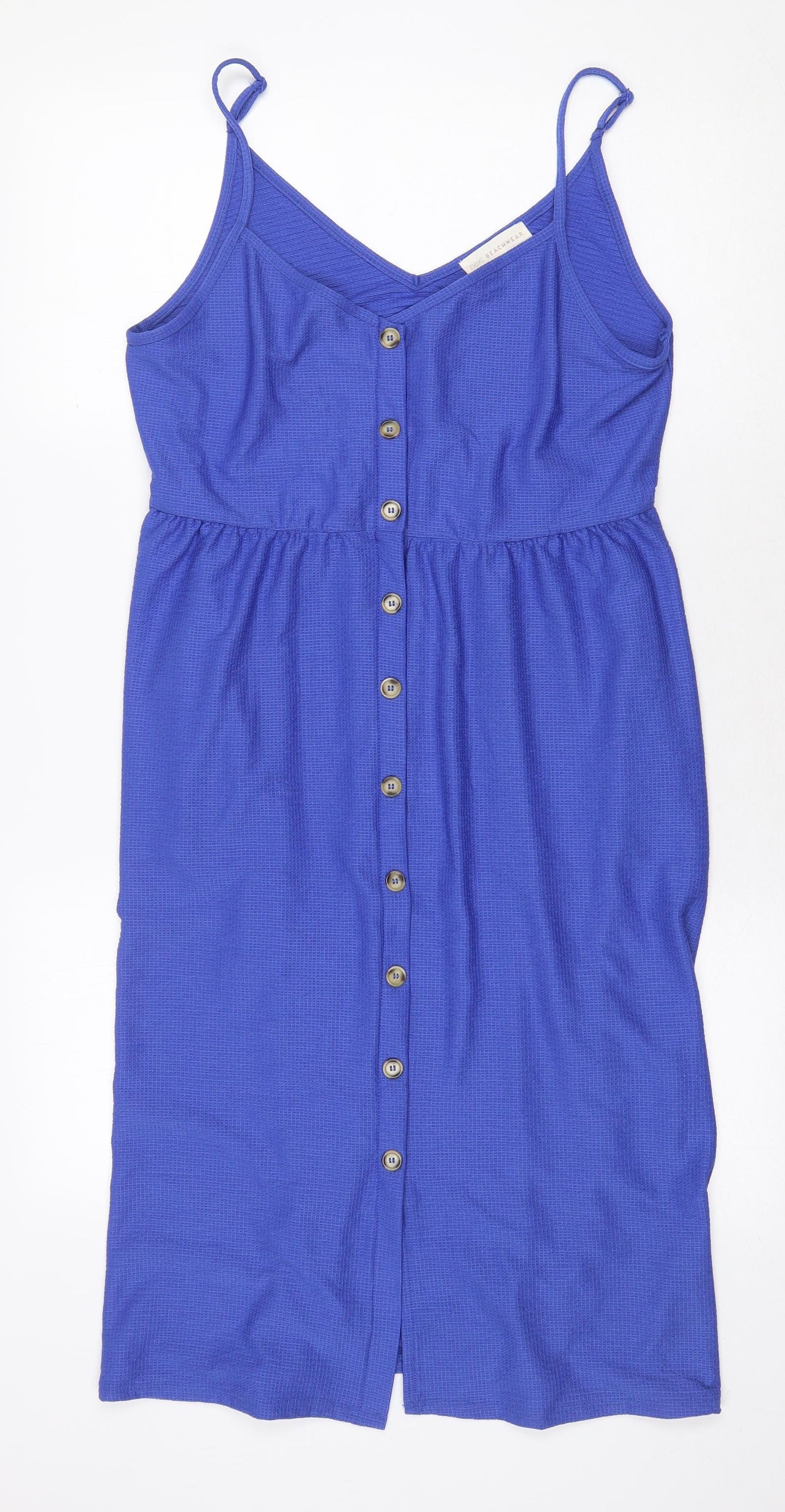 NEXT Womens Blue Polyester Maxi Size 14 V-Neck Button