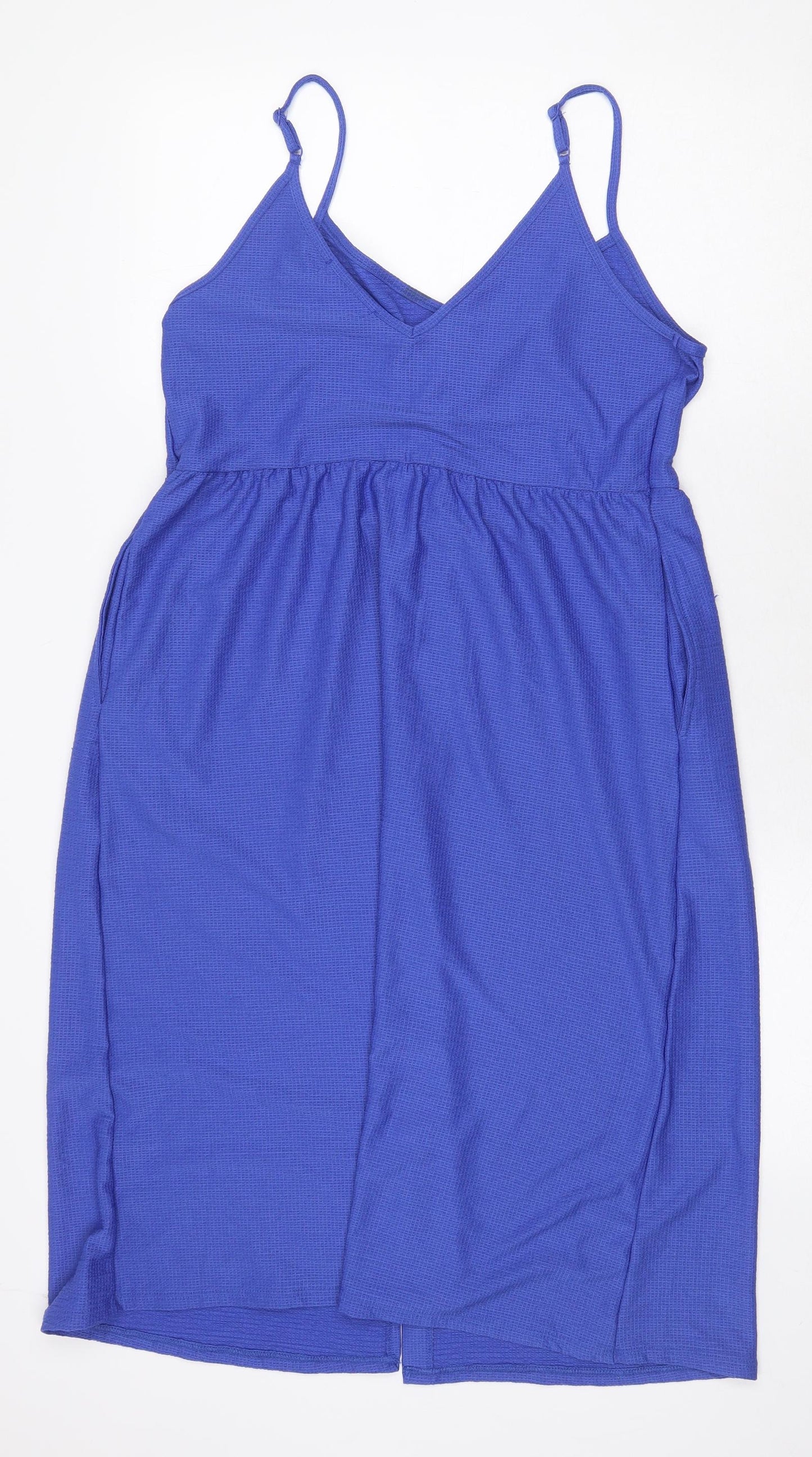 NEXT Womens Blue Polyester Maxi Size 14 V-Neck Button