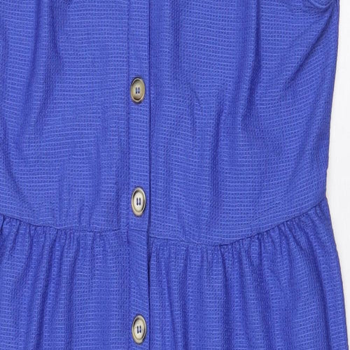 NEXT Womens Blue Polyester Maxi Size 14 V-Neck Button