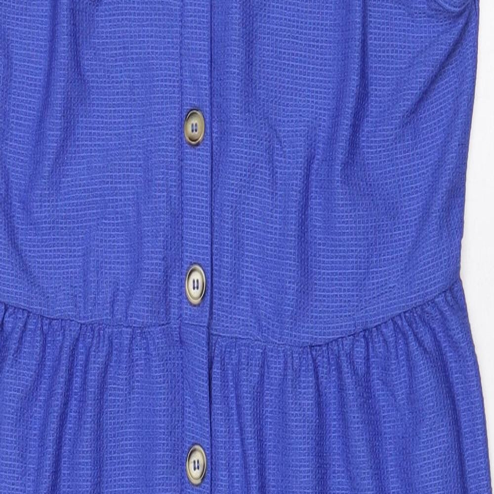 NEXT Womens Blue Polyester Maxi Size 14 V-Neck Button