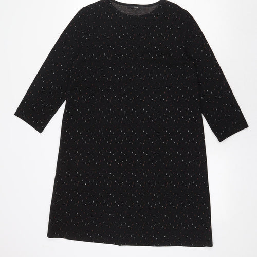 George Womens Black Geometric Polyester A-Line Size 12 Round Neck Pullover