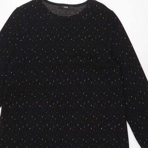 George Womens Black Geometric Polyester A-Line Size 12 Round Neck Pullover