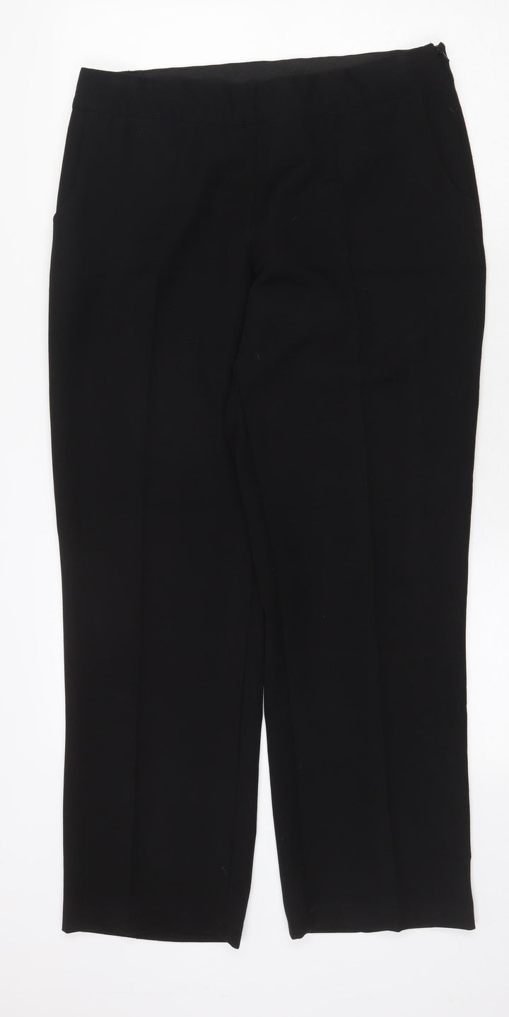Annabelle Womens Black Polyester Trousers Size 12 Regular Zip