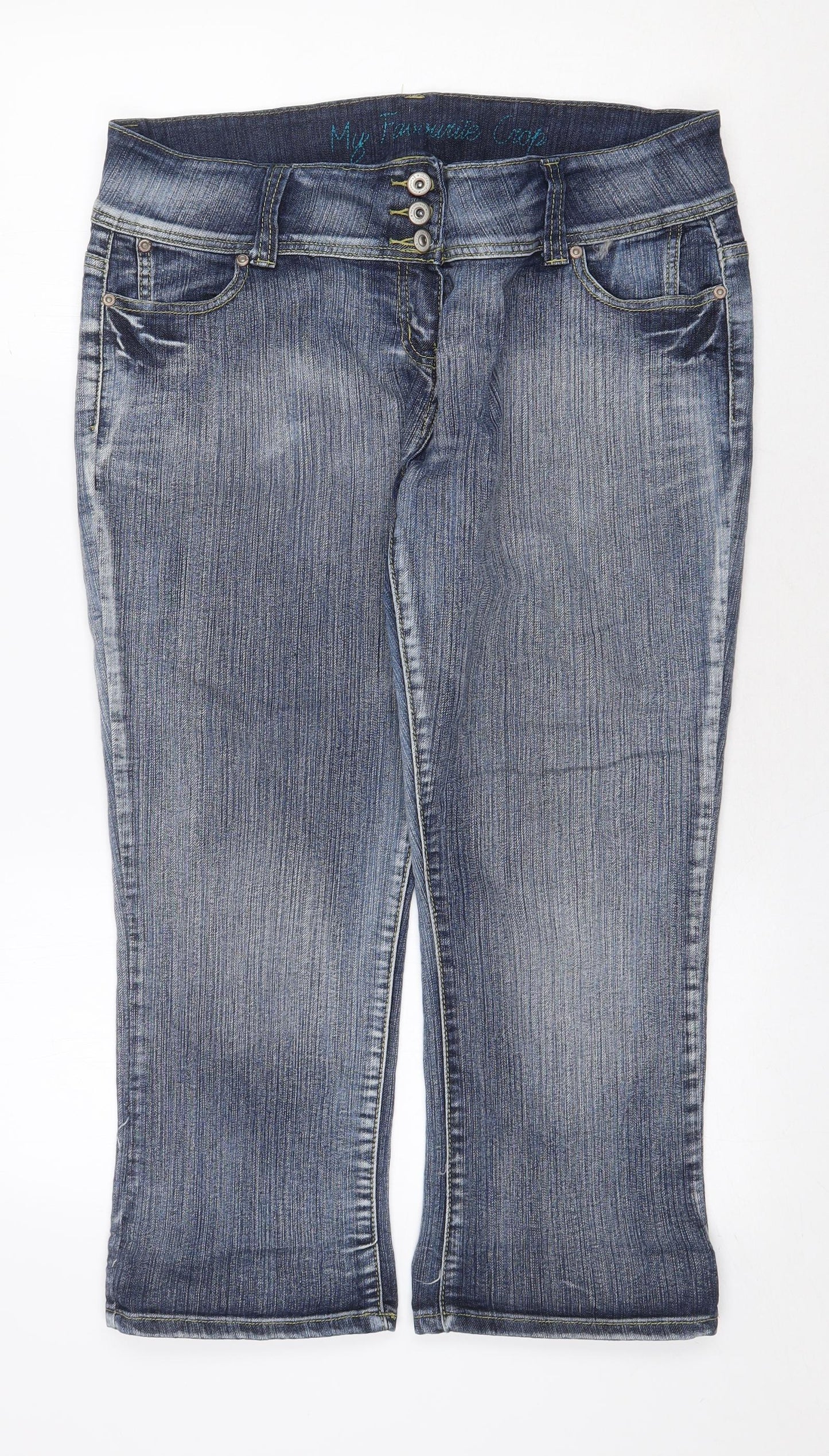 E-vie Womens Blue Cotton Capri Jeans Size 14 Regular Zip