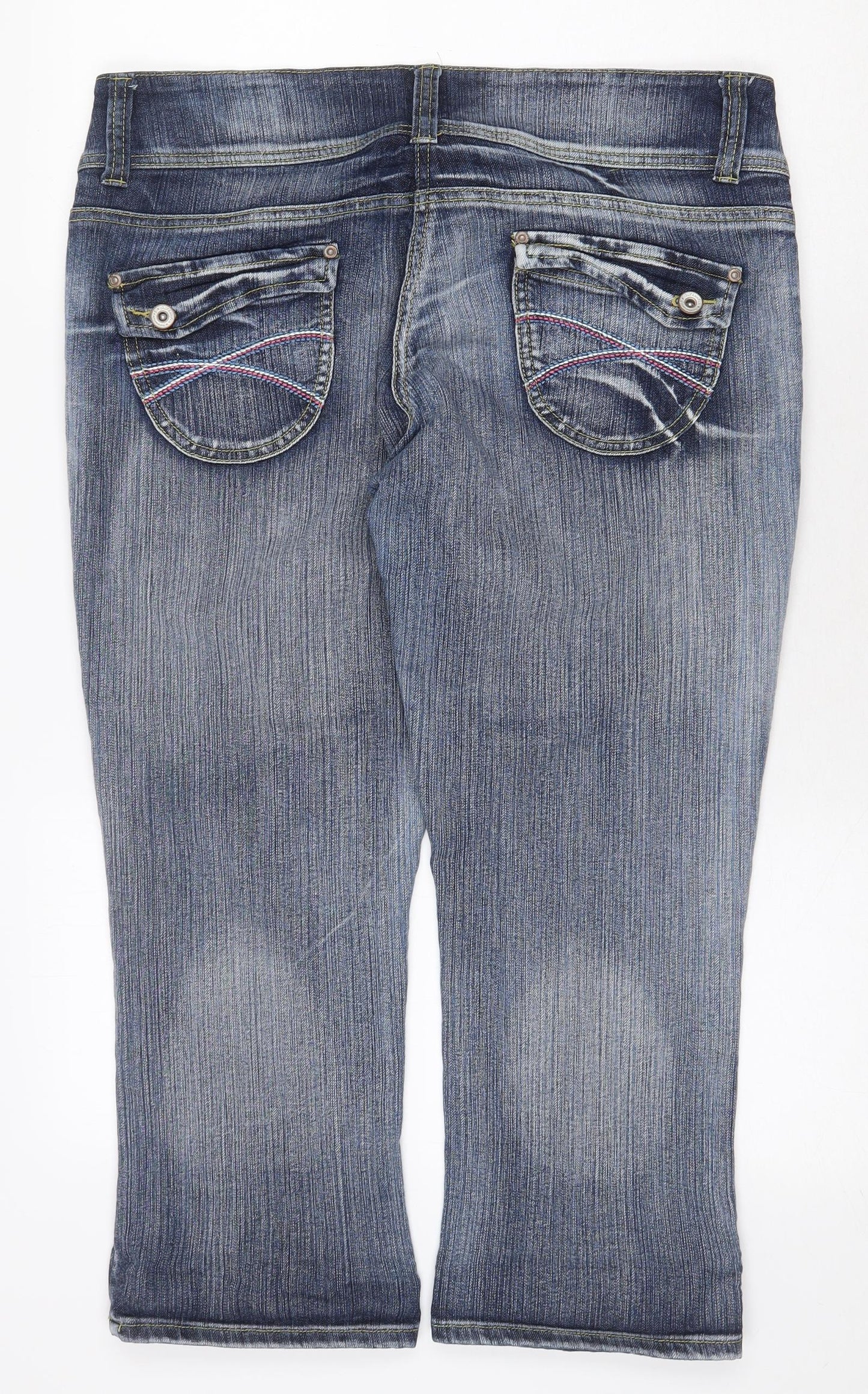 E-vie Womens Blue Cotton Capri Jeans Size 14 Regular Zip