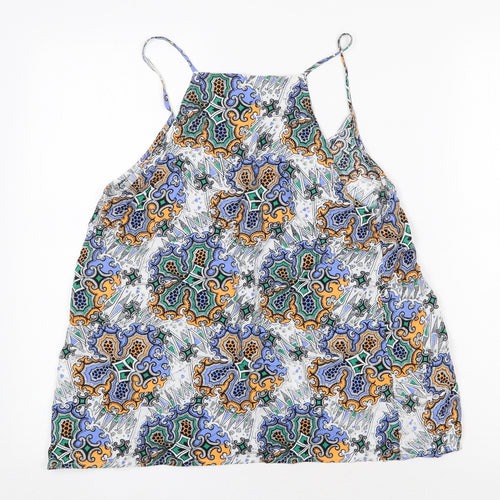 Warehouse Womens Multicoloured Geometric Viscose Basic Tank Size 10 V-Neck