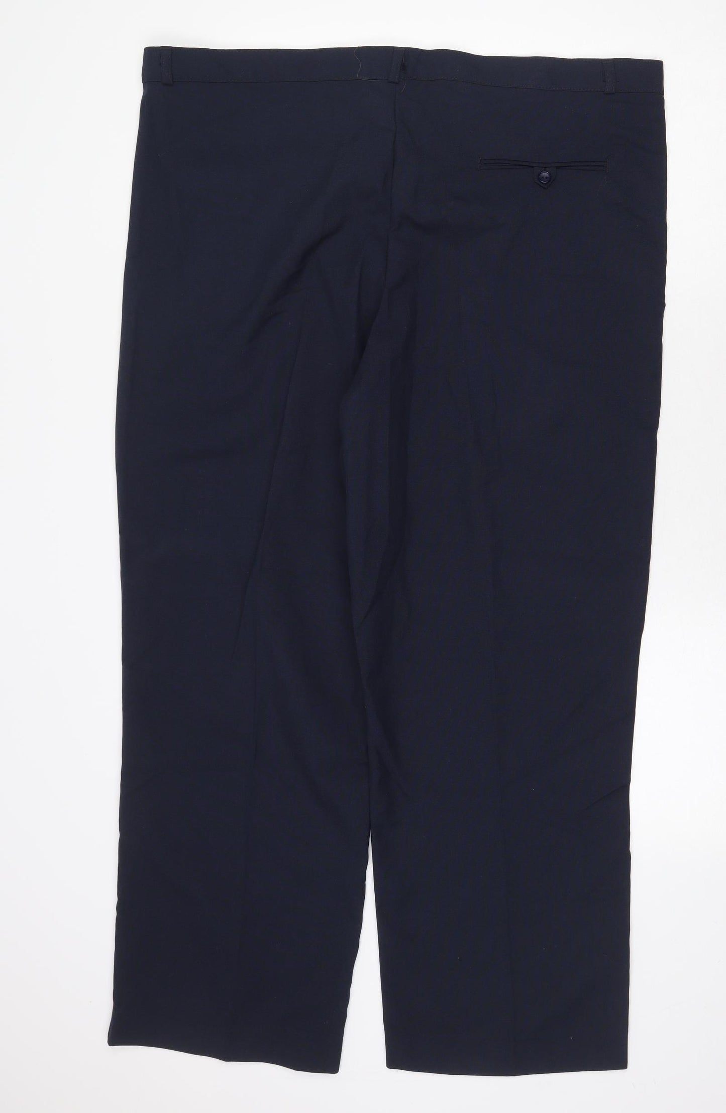 Trevira Mens Blue Polyester Trousers Size 44 in Regular Zip