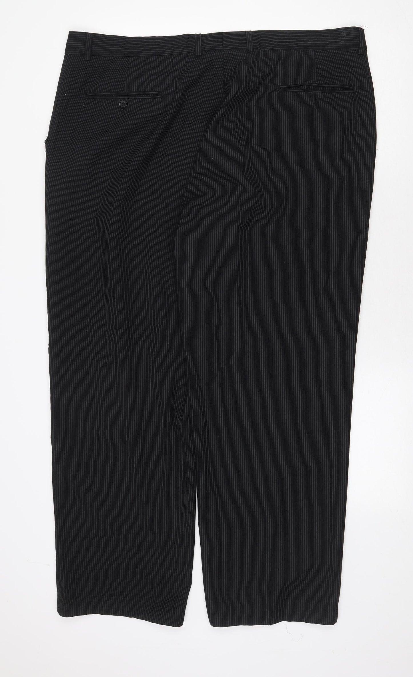 George Mens Black Polyester Trousers Size 42 in Regular Zip