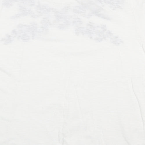 EWM Womens White Floral 100% Cotton Basic T-Shirt Size M Scoop Neck