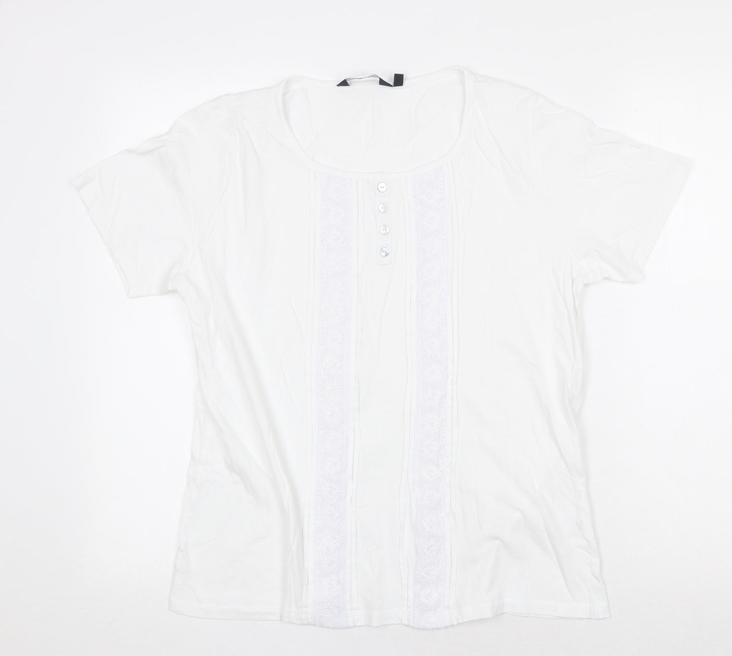 EWM Womens White 100% Cotton Basic T-Shirt Size M Scoop Neck
