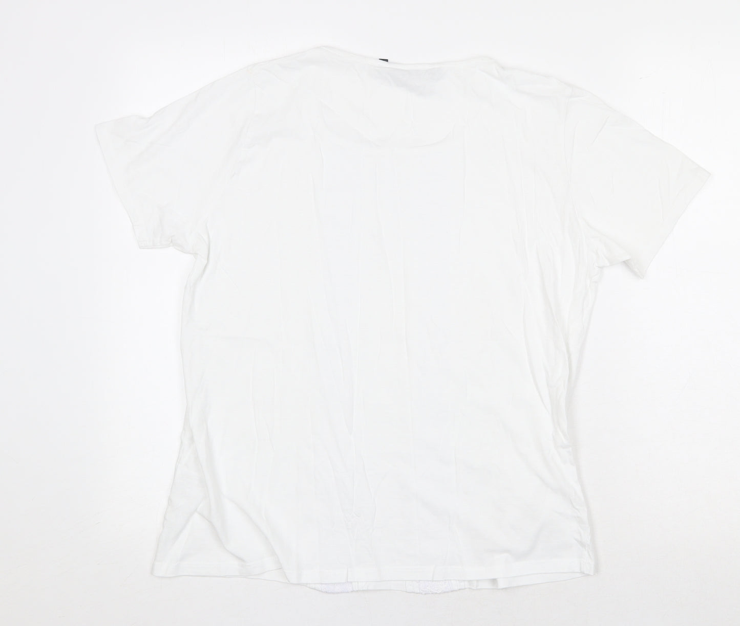 EWM Womens White 100% Cotton Basic T-Shirt Size M Scoop Neck