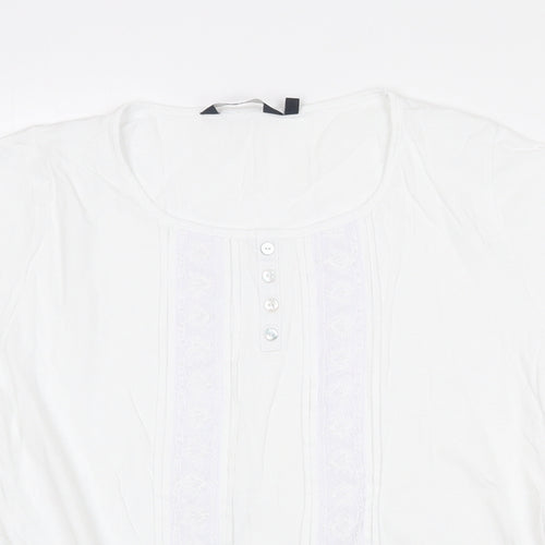 EWM Womens White 100% Cotton Basic T-Shirt Size M Scoop Neck
