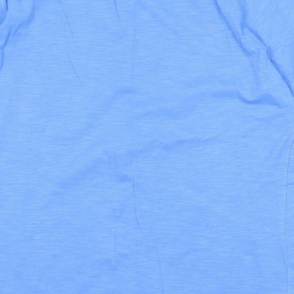 EWM Womens Blue 100% Cotton Basic T-Shirt Size M Scoop Neck - Flower Motif