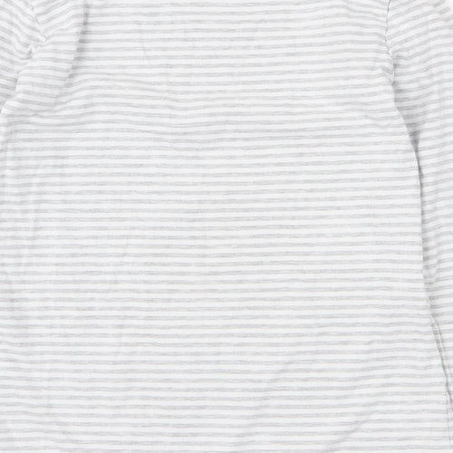 Primark Womens Grey Striped Cotton Basic Blouse Size S Boat Neck