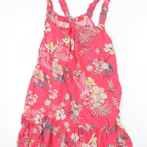 Marks and Spencer Womens Pink Floral Viscose Tank Dress Size 6 Scoop Neck Pullover