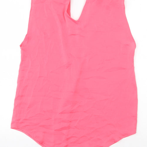 Marks and Spencer Womens Pink Polyester Basic Tank Size 6 V-Neck